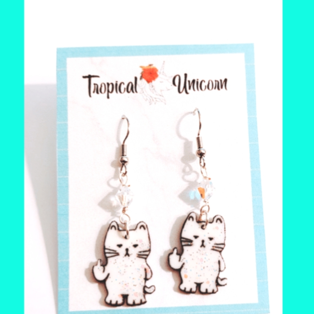 Funny Middle Cat Earrings